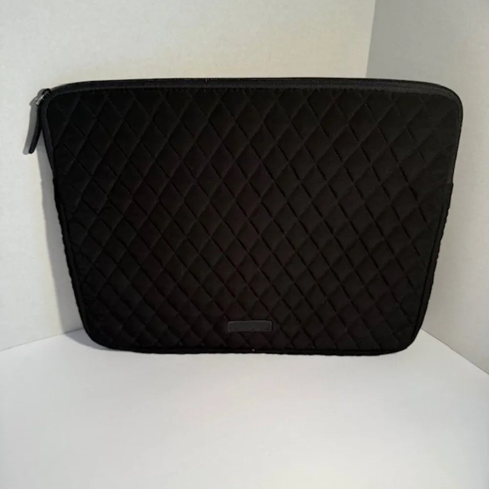 Vera Bradley Classic Black Quilted Padded Laptop Sleeve Case 15 x 12 inches